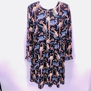Loft Peacock Snowbird Long Sleeve Dress Womens Size 10P